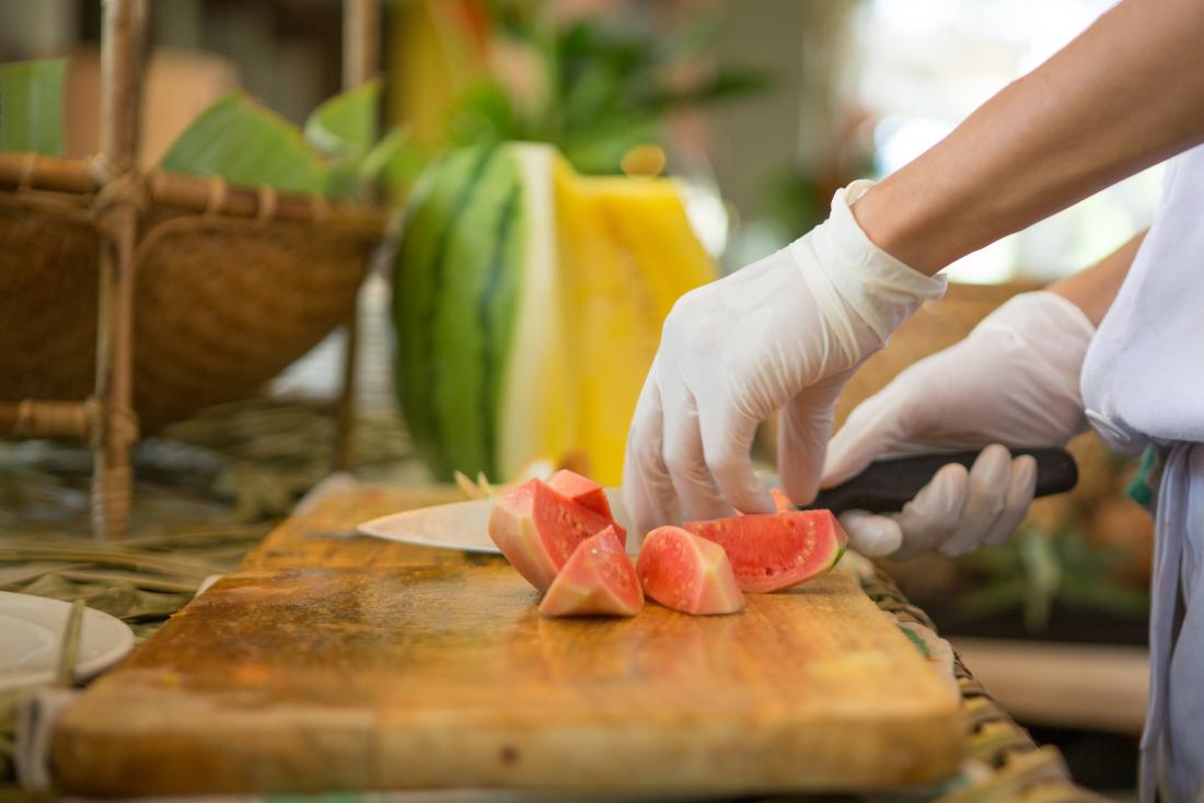 Guava being chopped up