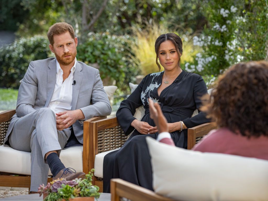 Meghan Markle and Prince Harry during their interview with Oprah