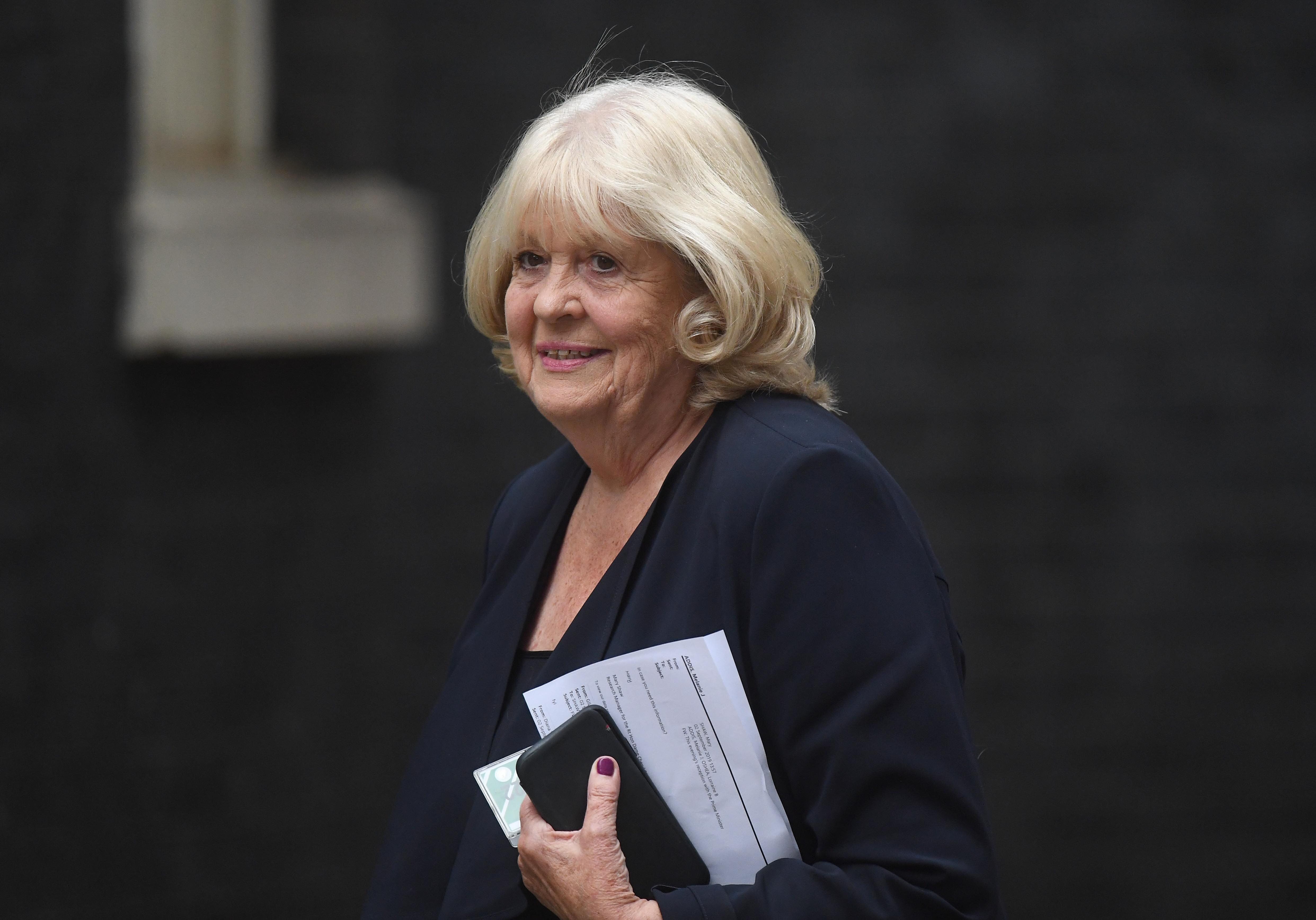 Dame Cheryl Gillan arriving for meeting being held at 10 Downing Street, central London. (Photo by Victoria...