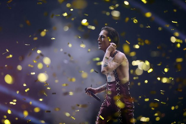 Damiano on stage during the Eurovision