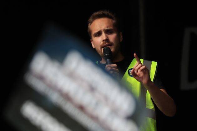 Another Europe is Possible organiser Michael Chessum addressing protesters in central