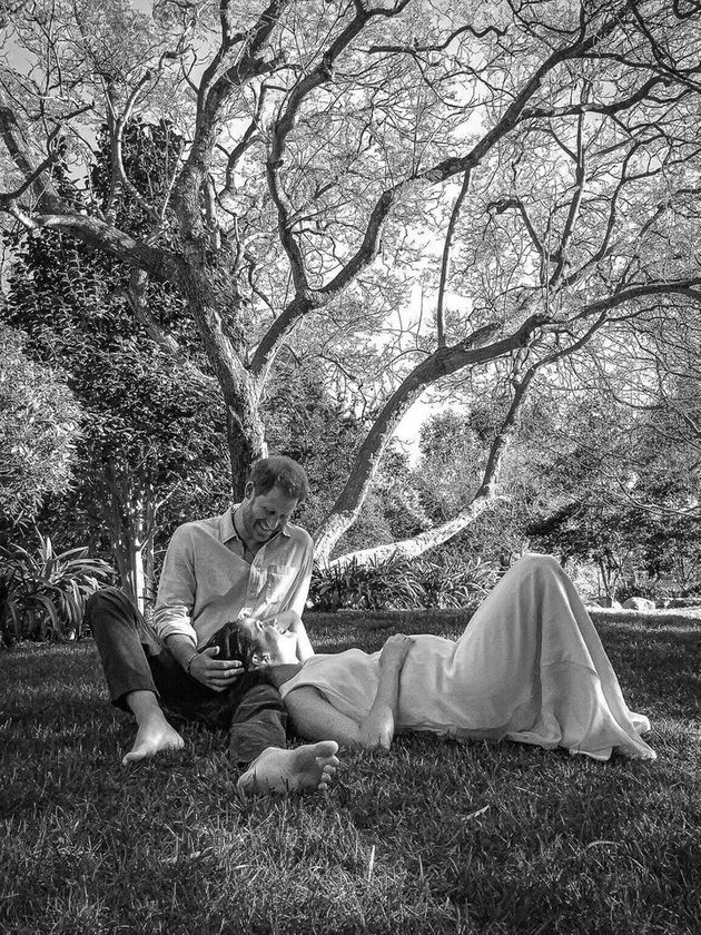 A photo of the Duke and Duchess of Sussex that accompanied the couple's pregnancy announcement on Valentine's