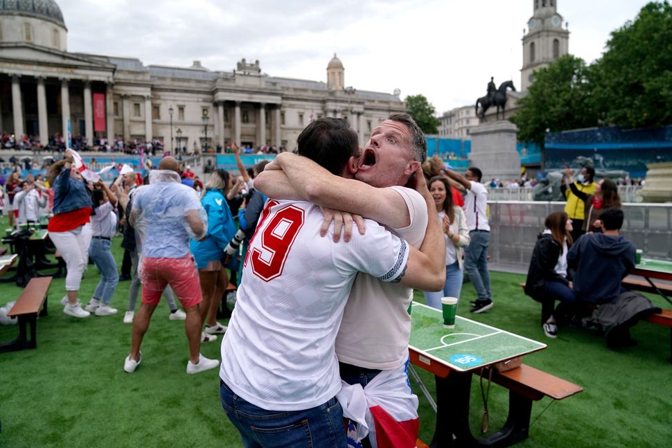 England fans celebrate as Shaw