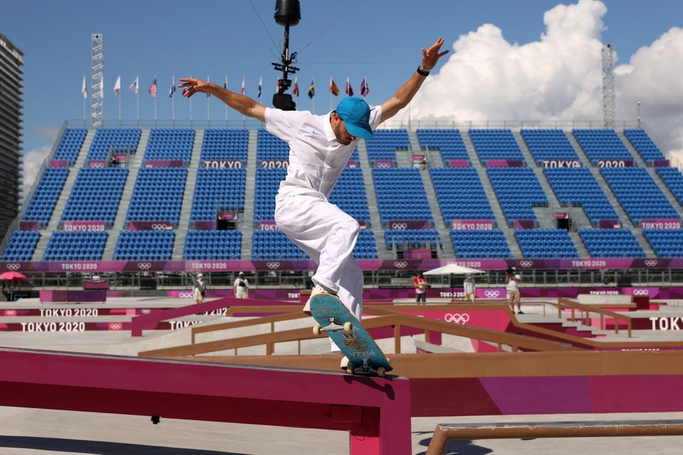 Vincent Milou of Team France competes at the Skateboarding Men's Street Prelims on day two of the Tokyo...