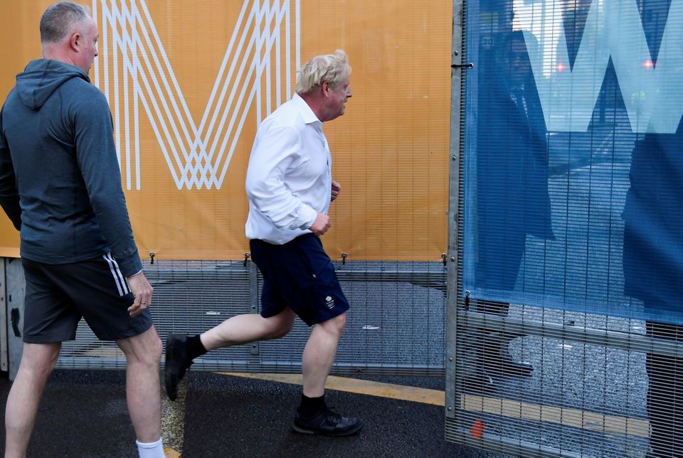 Boris Johnson jogs in the morning before the annual Conservative Party conference in