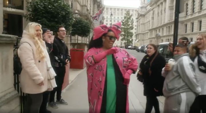 Alison greeting fans on the streets of London