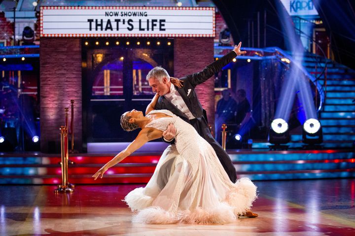 Karen Hauer dancing with Greg Wise earlier in the series