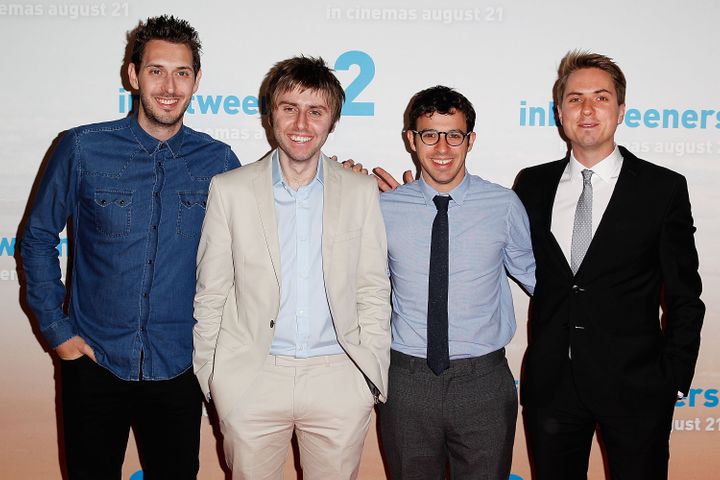 (L-R) Blake Harrison, James Buckley, Simon Bird and Joe Thomas arrive at the premiere of The Inbetweeners 2 in 2014