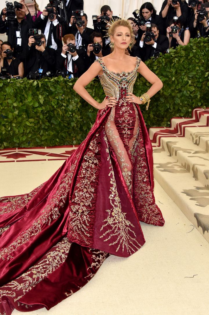 Lively in 2018 at the gala for "Heavenly Bodies: Fashion & The Catholic Imagination."