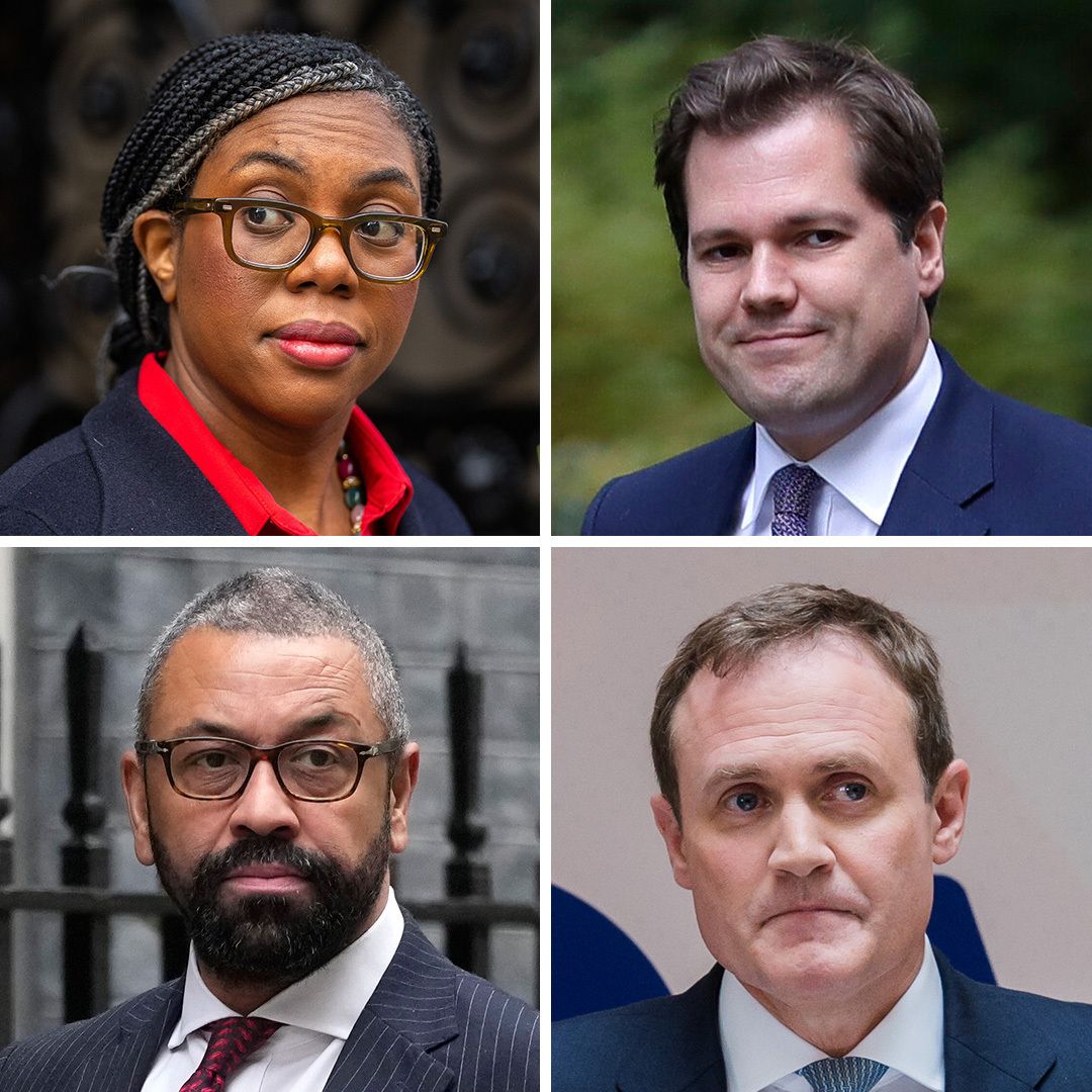 The contenders: clockwise from top left, Kemi Badenoch, Robert Jenrick, Tom Tugendhat and James Cleverly