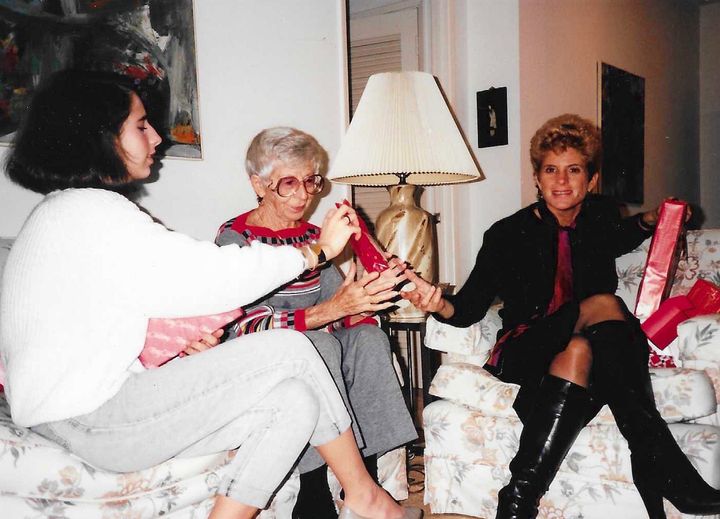 The author, left, with her grandmother, center, and Aunt Carol in Miami Beach (Christmas, 1981).