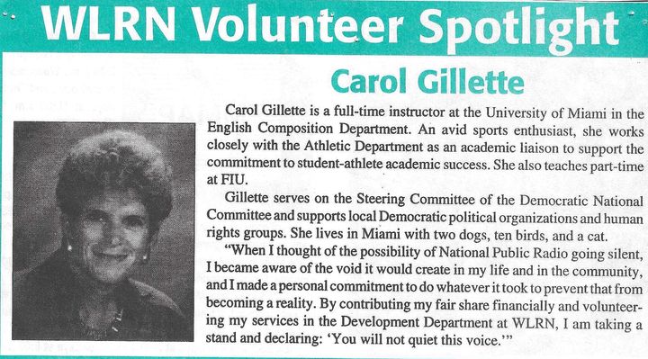 WLRN Volunteer Spotlight featuring Aunt Carol (1990s)