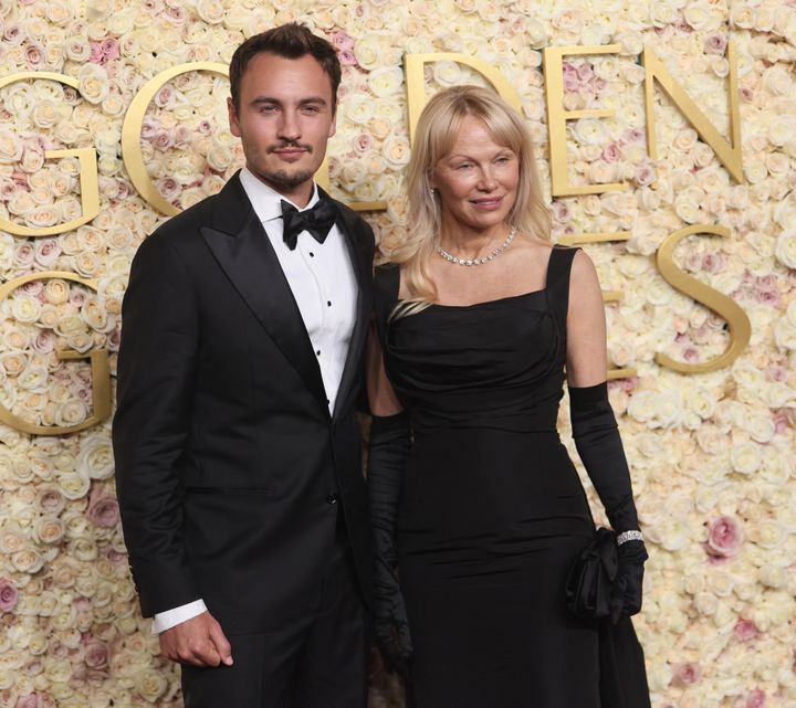 Pamela Anderson attended the 2025 Golden Globes with her son, Brandon Thomas Lee. 