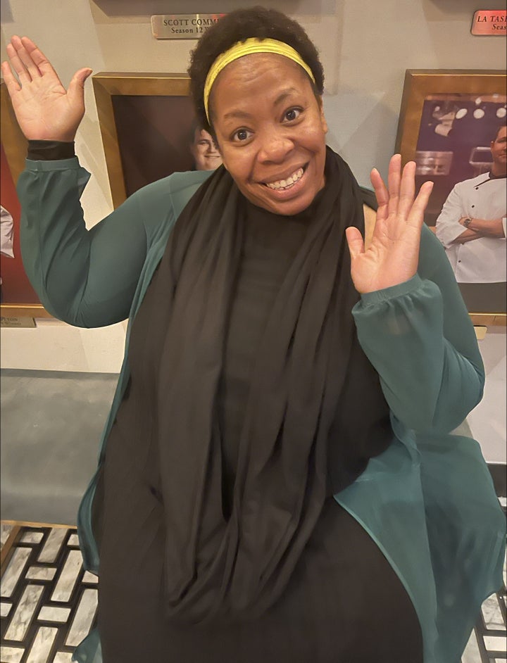 The author ringing in her 45th birthday at a popular local restaurant.